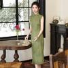 Green sleeveless national style new Chinese Suzhou long cheongsam improved young 1011 new women's high-end dress
