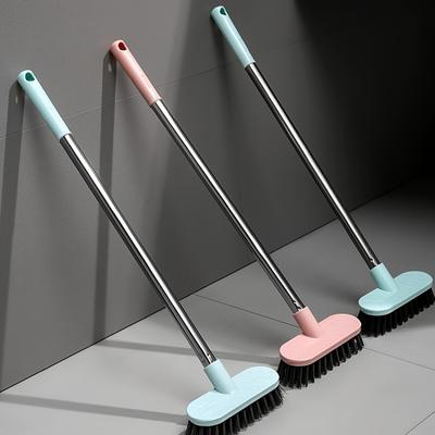 1 unidad Cepillo de Piso de Cerdas Duras con Mango Largo, Herramienta de Limpieza de Plástico para Azulejos de Baño e Inodoros