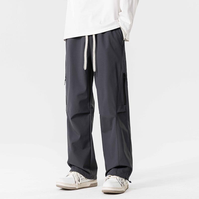 Men's Outdoor Waterproof Charge Pants Men's Autumn and Winter New Velvet Straight Tooling Casual Pants Loose Trousers