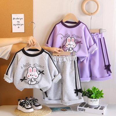 2025 Spring & Autumn Casual Fashion Cartoon Sweatshirt Set for Baby Girls - Long Sleeve Two-Piece