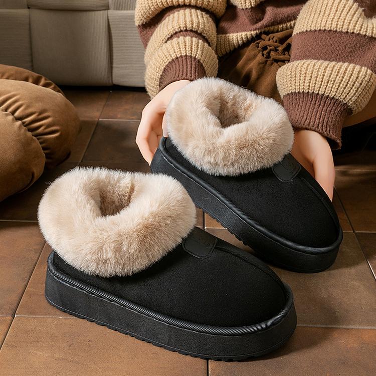 Fleece Lined Winter Slippers Men Women Ankle Cover Thick Sole Lightweight Eva Indoor Outdoor Warm Home Shoes