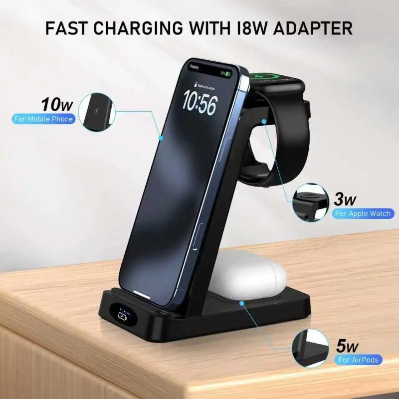 3-In-1 Wireless Charger Holder for iPhone17 16 15 14 13 12 Pro Max Plus Airpors Apple Watch Samsung S25 Fast Charging Station