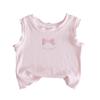 Girls Summer Cartoon Lace Bow Sleeveless T Shirt Candy Stylish Outer Wear Top For Kids