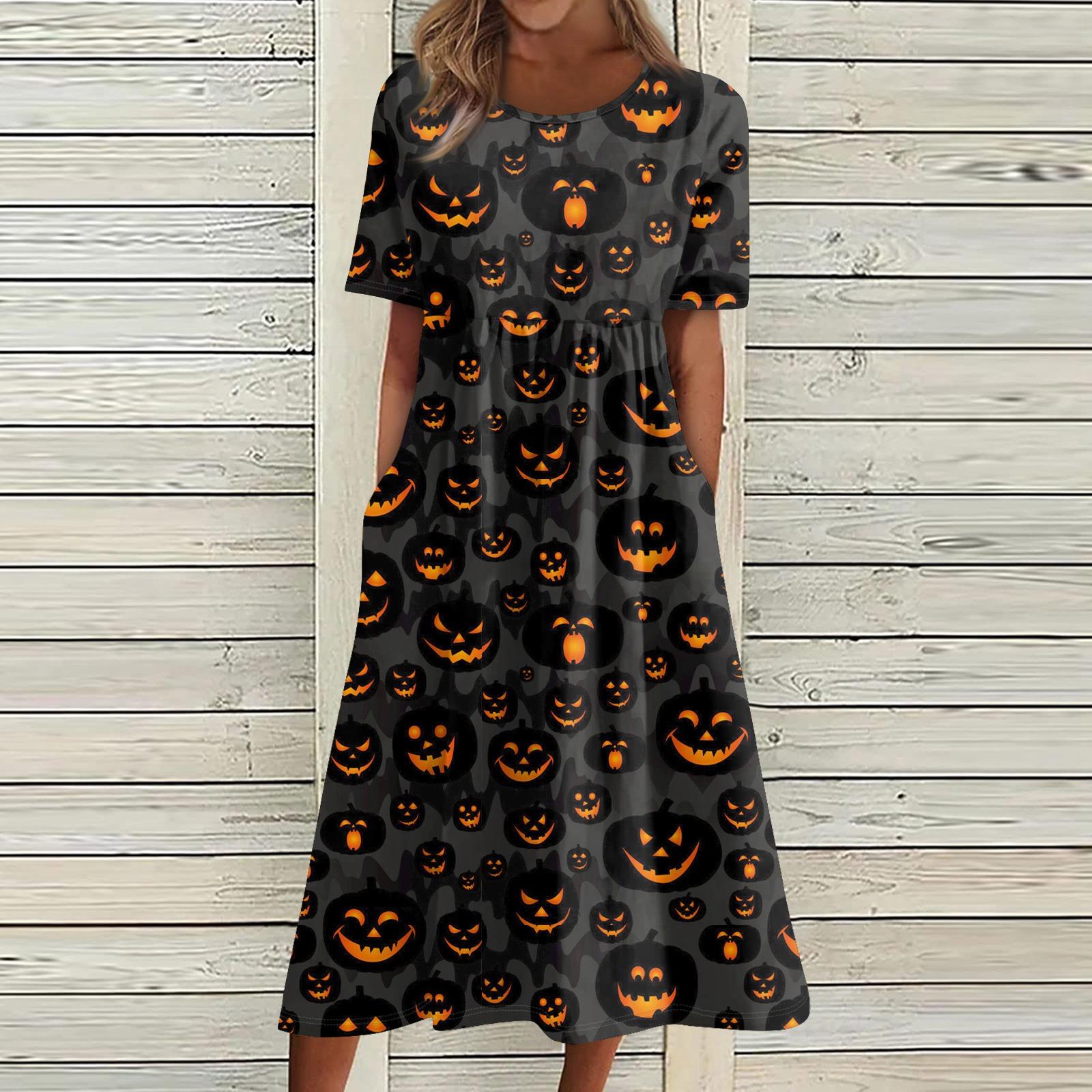 

Летнее платье для женщин, повседневное пляжное свободное платье с короткими рукавами и принтом S чёрный