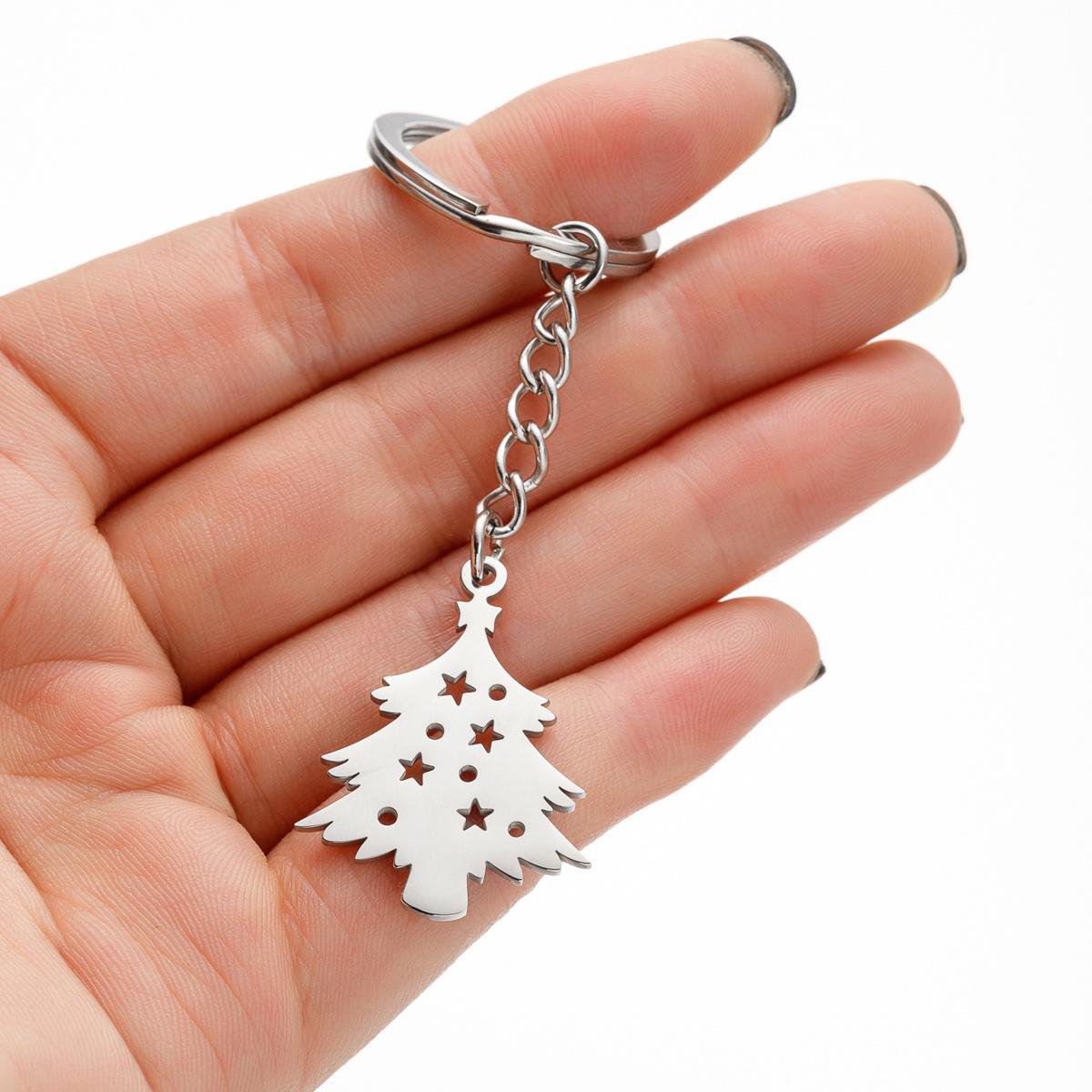 Stainless Steel Hollow Star Keychain Pendant - Christmas & New Year Gift