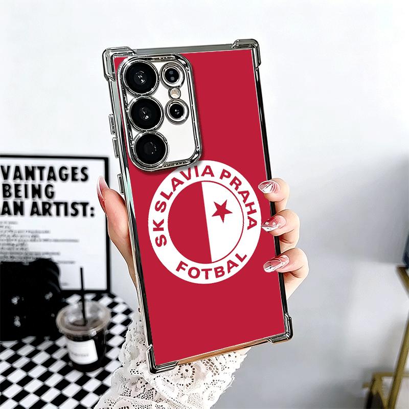 Sk Slavia Praha Czech Republic Soft Phone Case For Samsung Galaxy S26 Ultra S25 Edge S24 FE S23 Plus S22 S21 + S20 Plating Anti-