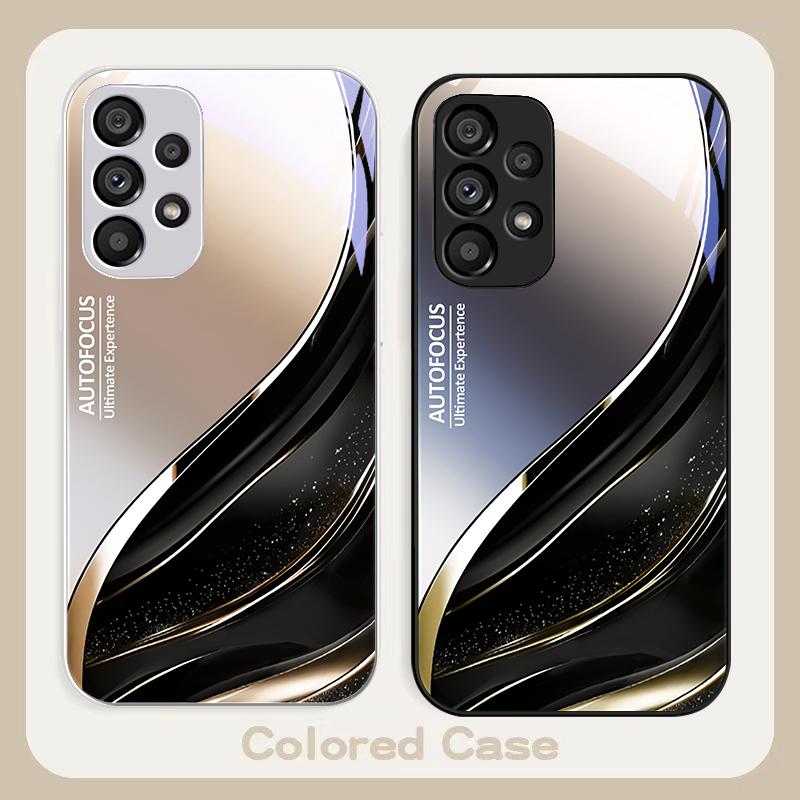 Schwarz Gold Abstrakt Für Samsung Galaxy S23 U Ltra 24 Plus S20 21 FE S25 Ultra A70 A72 73 51 52 53 Gehärtetes Glas Handyhülle