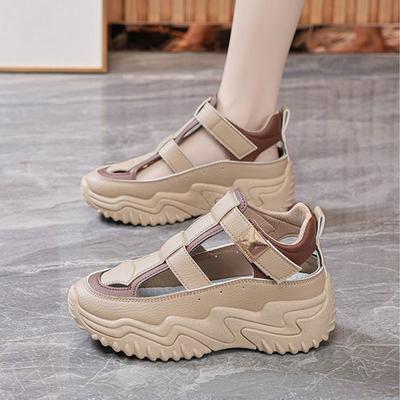 Roman Sandals Women's New Spring and Summer 2025 Versatile Hollow Soft Leather Outer Wear Sports Casual Thick-soled Hole Sandals