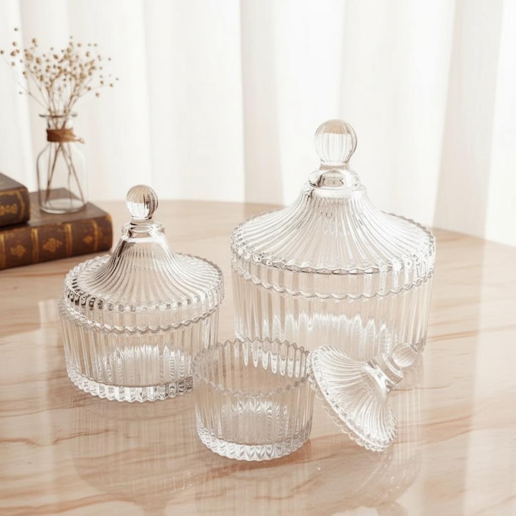 Transparent Yurt Glass Jar Storage Jar Wedding Candy Jar Wax Jar Glassware With Lid Spot Jewelry Boxes and Packaging