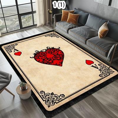 Make Old Poker Card Printed Carpet Red Peach A Printed Carpet Bedroom Living Room Kitchen Decoration Rug
