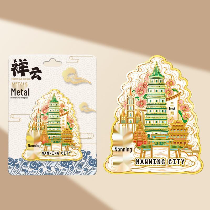 Nanning 3D Wooden City Refrigerator Magnet – Creative Kitchen Souvenir Gift