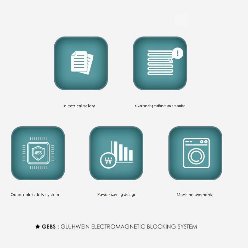 GLUHWEIN Electromagnetic Wave-safe Water Washing Electric Blanket 220V 140W - 135 X 180 Cm