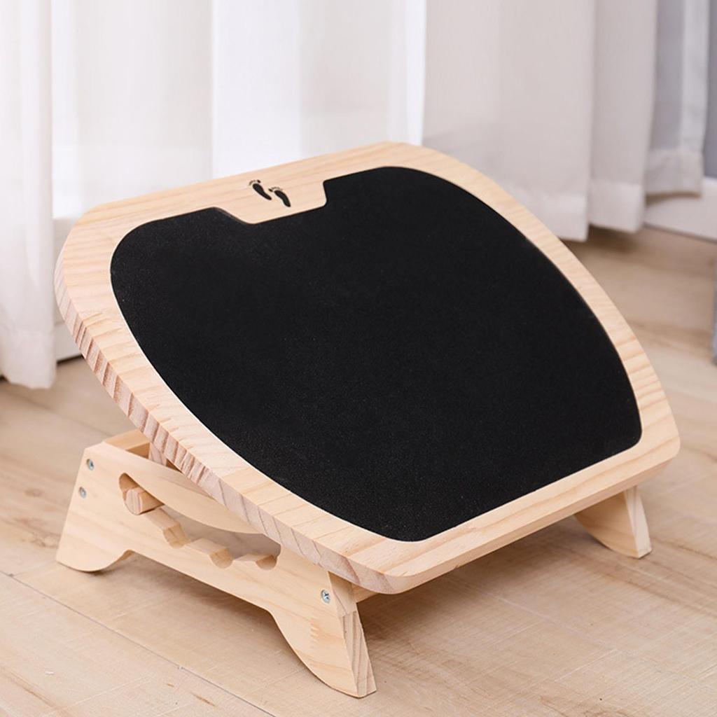 Wooden Footrest Stool Sturdy Adjustable Foot Ergonomic Sloped with NonSlip Pad