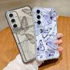 Dreamy Purple Butterfly Case For Samsung S26 S25 Ultra S24 Plus S23 S22 S21 FE A18 A54 A55 A16 A26 A36 A56 A17 A37 A57 5G Clear Card Slot Back Cover