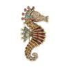 Sparkling Rhinestone Seahorse Brooches 3 Color Sea Animal Office Casual Brooch Pins Gifts