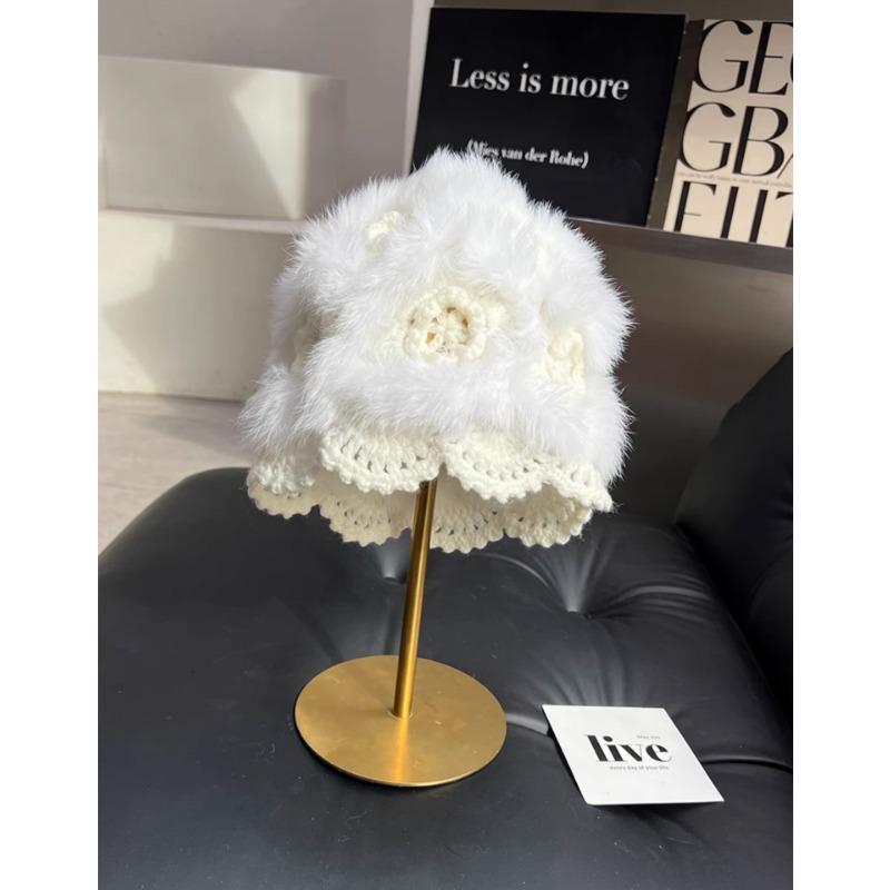 Women Rabbit Fur Knitted Winter Beanie Hat Warm Casual Hat
