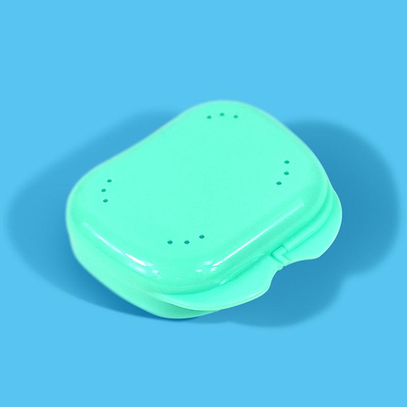 

1Pcs Denture Tray Box Dental Retainer Box Case With Vent Holes Plastic Teeth Container Denture Box False Teeth Protective Case зелёный