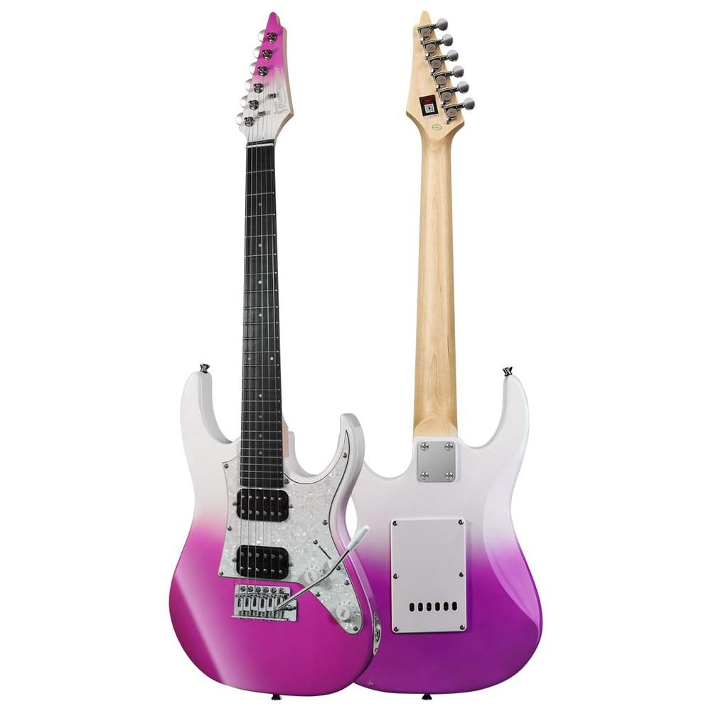 Bullfighter 34-inch Kids Electric Guitar Beginner Kit D120-R ST Style Mini Electric Guitar Purple with Pick Cable Strap Spare Strings and Gig Bag