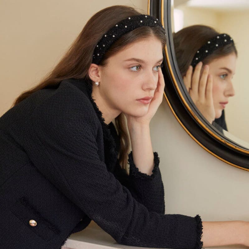 of Lavishe Carot Wool Tweed Pearl Hairband