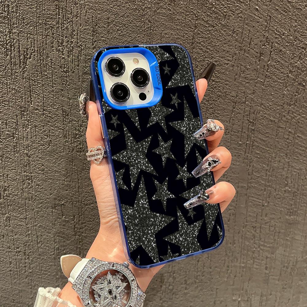 Simple Shining Star Case for iPhone 16 15 14 13 12 11 Pro/ Max/Plus Anti-fall and Fingerprint