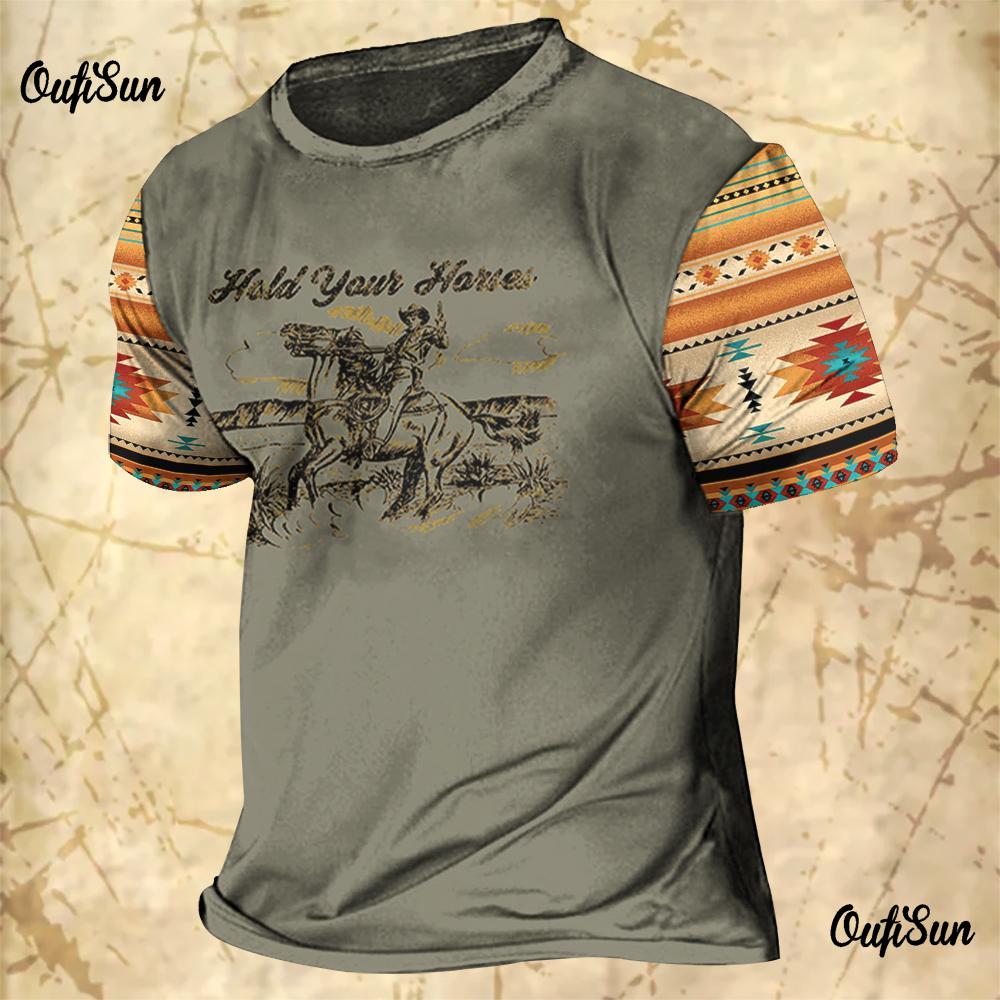 

Мужская ковбойская рубашка в стиле вестерн, джинсовая рубашка с 3D-принтом и круглым вырезом, хлопковые топы с короткими рукавами, летняя винтажная уличная одежда больших размеров, повседневная одежда 4XL