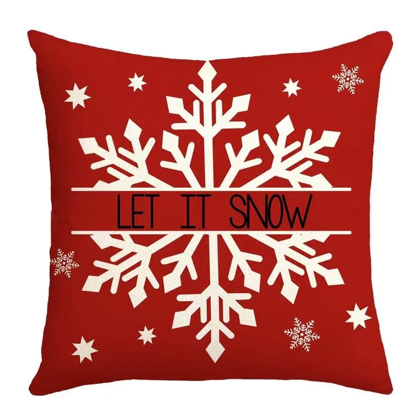 Christmas Pillow Red Christmas Tree Snowflake Home Decoration Pillow Cover