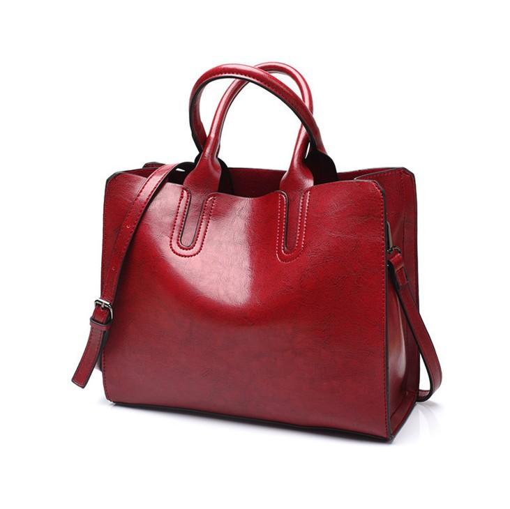 

New European and American fashion women s bags, oily leather handbags, simple and versatile single shoulder crossbody красный