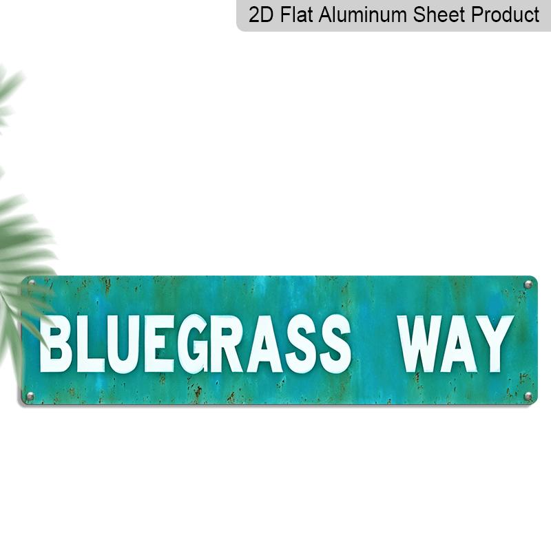 

2D Flat - A Vintage 2D Metal Sign Featuring The BLUEGRASS WAY, Sold As A Single Piece. It S A Unique Street Sign Suitable for Home Decor, Wall 40cm x 10cm