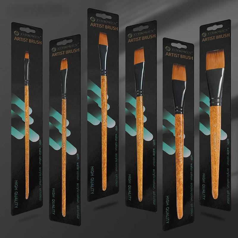 6Pcs 6Sizes Professional Watercolor Brush Set, Nylon Hair for Acrylic, Watercolor, Oil, Gouache Painting