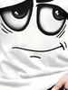 Men's Casual 3D Printed T-Shirt White "Sad Face" Graphic Short Sleeve Round Neck Breathable Polyester