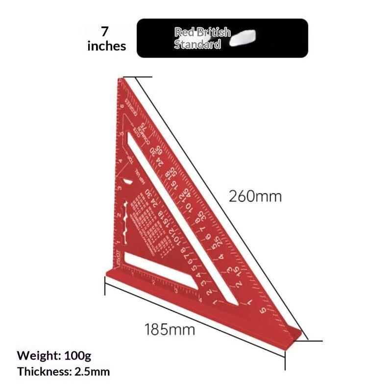 Aluminum Alloy Triangle Ruler High Precision Clear Scales 1Pcs Lightweight Portable Gauge for Engineer Woodworking Projects