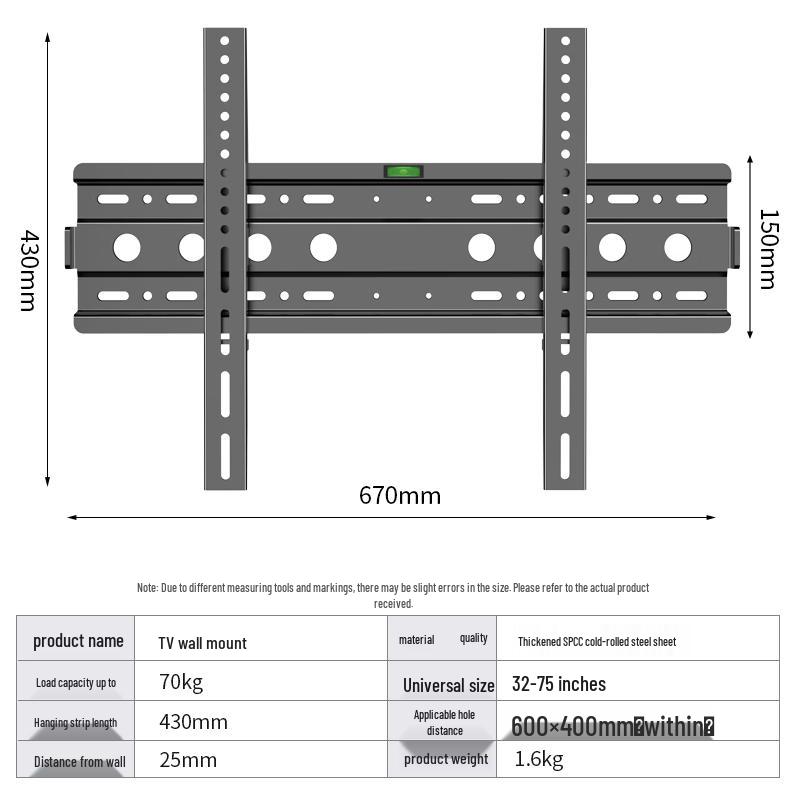 Heavy-Duty Universal Fixed TV Wall Mount Bracket
