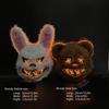 Glow Animal Mask Halloween Horror Bloody Rabbit Bear Decoration Props Simulate Fur Mask Cosplay Costume Party Decoration