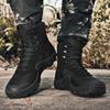 Comfortable Warm Winter Boots for Men Lace-Up Stylish Male Motorcycle Boots High Top Male Sneakers Handmade Men's Hiking Shoes