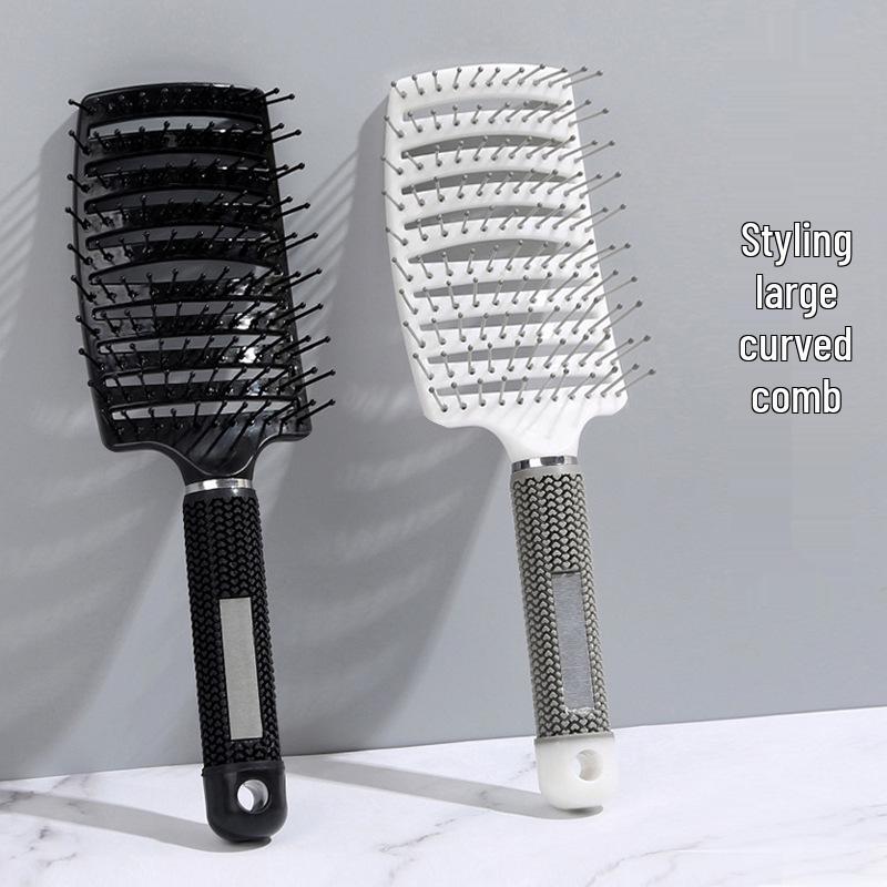 Women's Rib Comb for Root Volume & Styling: High Crown, Long & Curly Hair Massage, Large Curved Design.