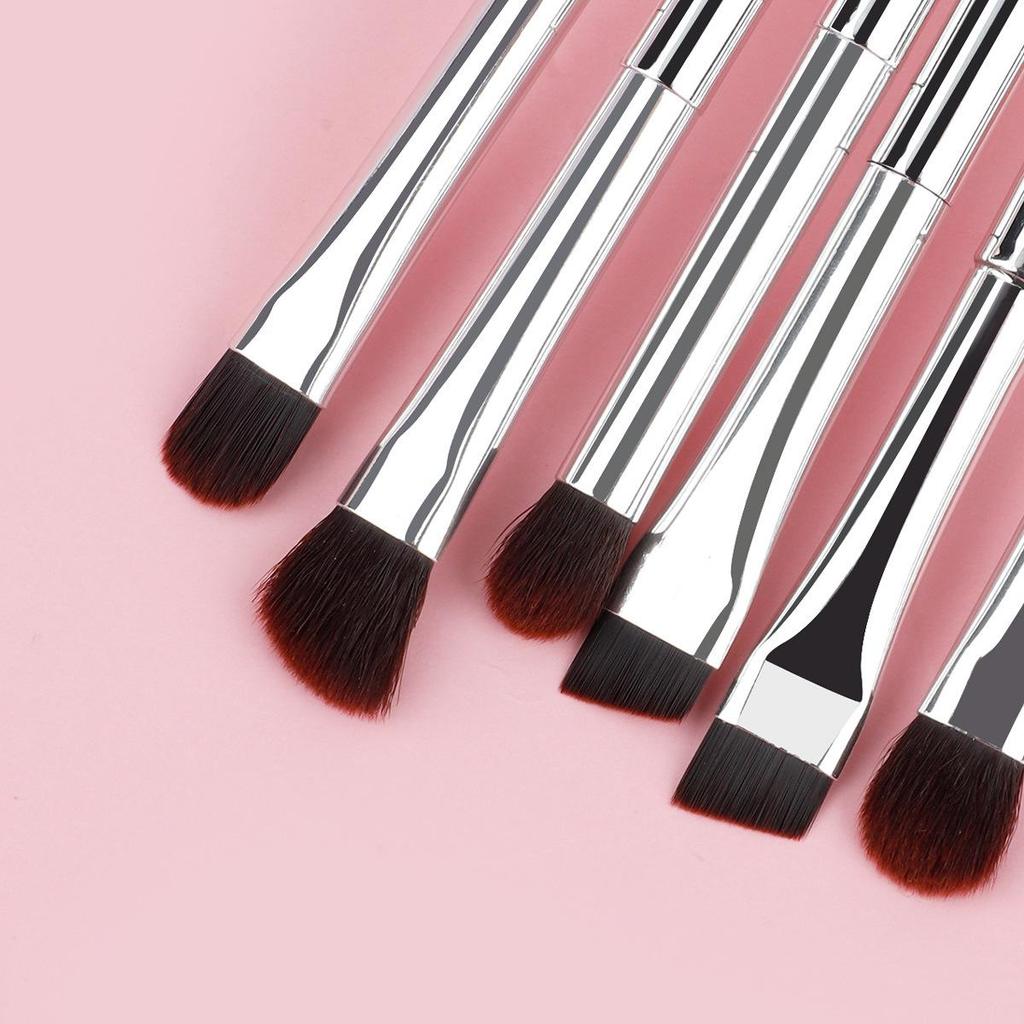 Silver Double-Ended Brow & Eye Makeup Kit: Brush, Pen, Mascara, Curler, Eyeshadow, and Concealer Tools