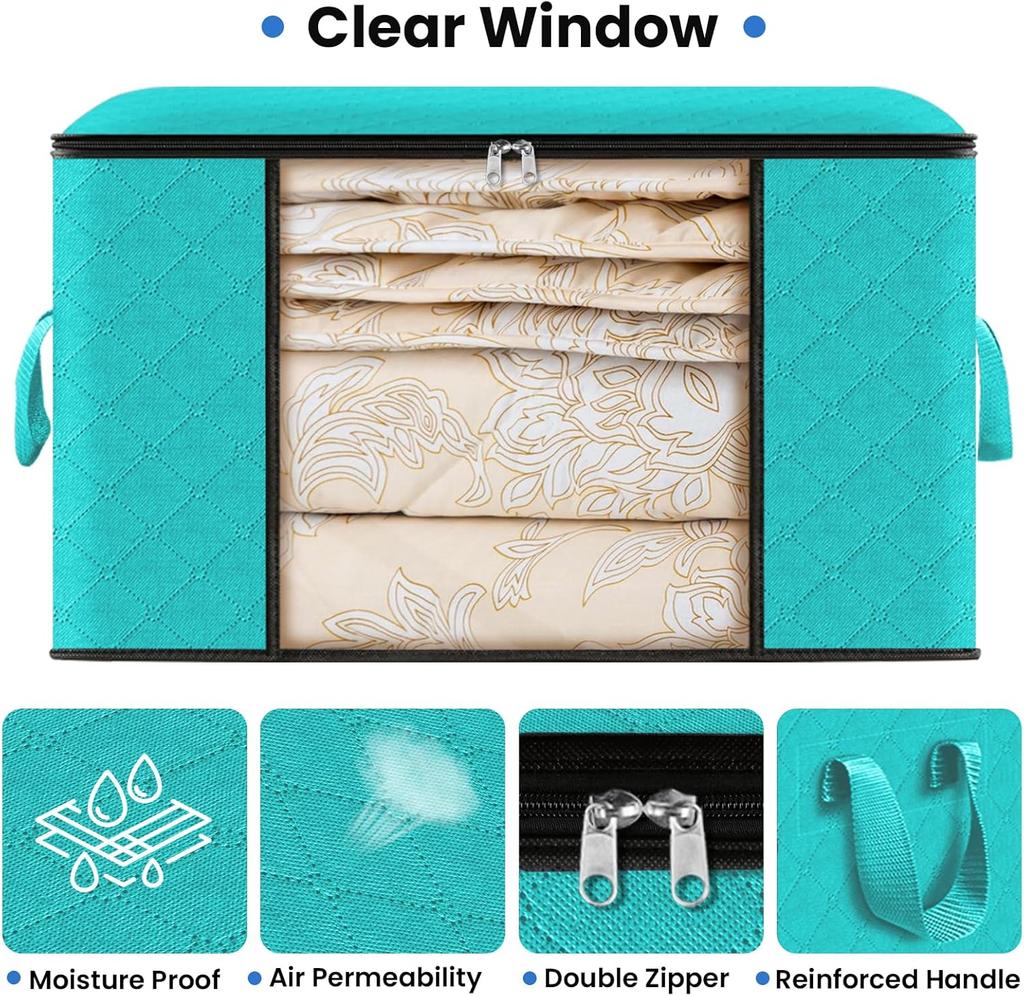 Totes 4 Pack Clothes Storage Foldable Thick Fabric Blanket Storage Containers For Organizing Bedroom Closet Comforter Organizati