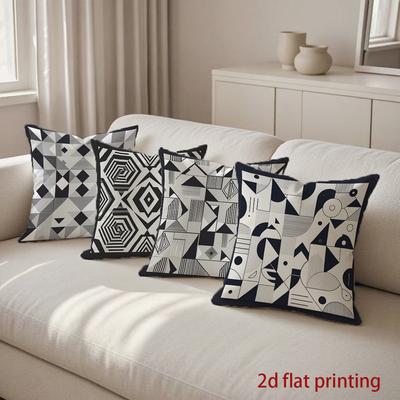 2D Modern Geometric Pattern Digital Print Pillow Covers Pattern Cushion Cover Suitable For Sofa Bedroom Car Pillow Cover