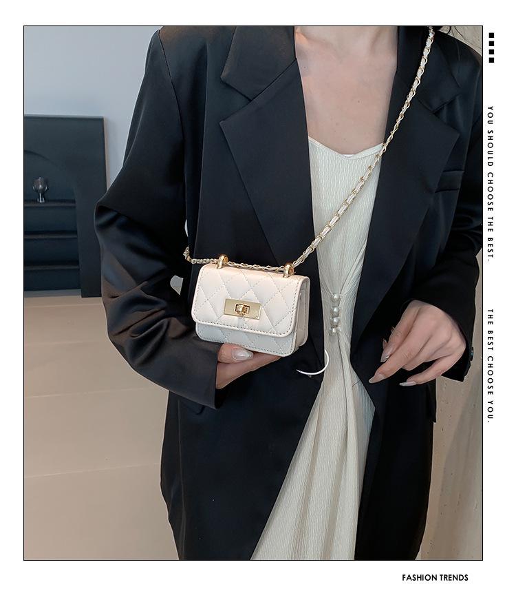 Korean Style Retro Women's Diamond Pattern Chain Crossbody Bag 2025 - Trendy Fashion Casual Small Square Shoulder Bag