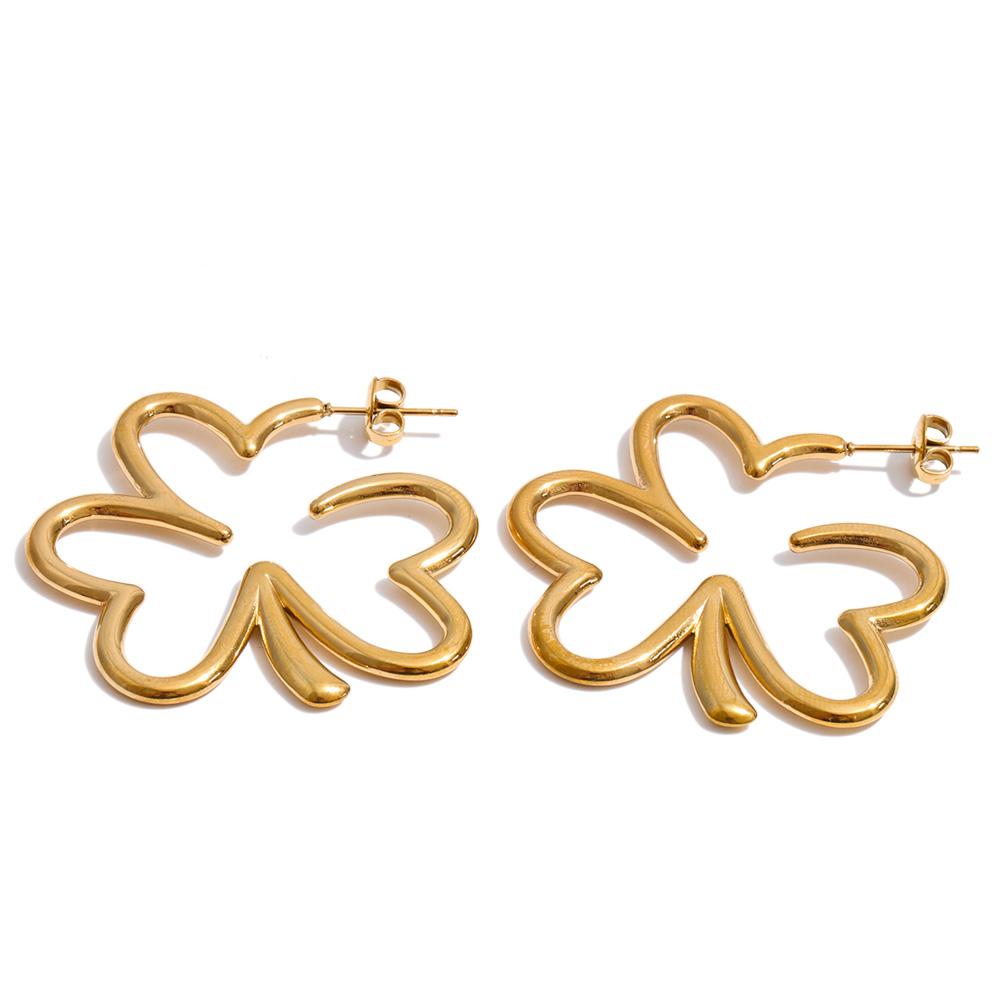 Yhpup Stainless Steel Metal Flower Minimalist Statement Earrings for Women Daily Stylish Women Jewelry Wholesale Waterproof