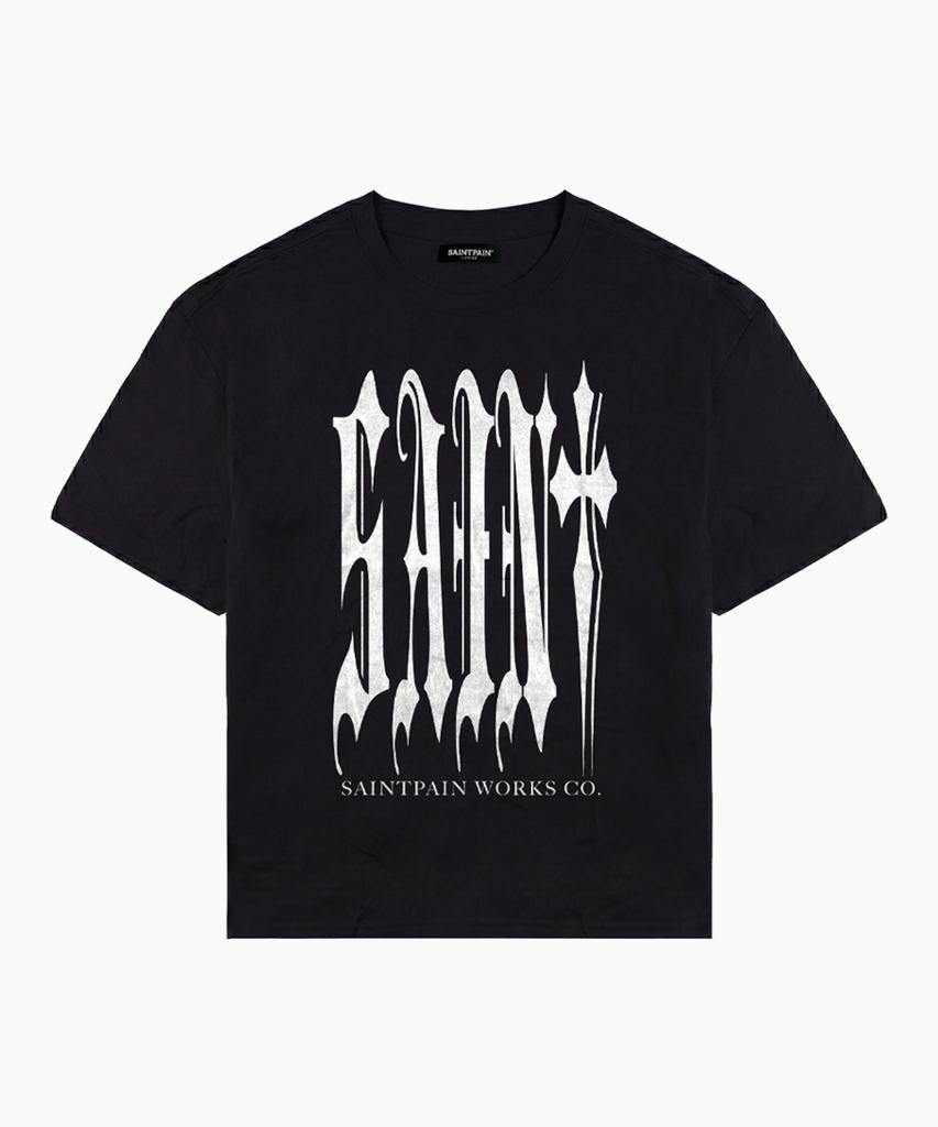 SAINTPAIN Sp Gothic Big Logo Heavyweight Crop Short Sleeve Tee Black