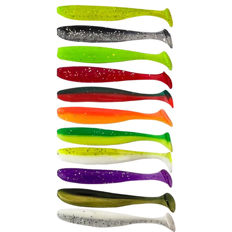 Two-Color T-Tail Soft Bait with Curly Tail Lead Hook for Bass Fishing