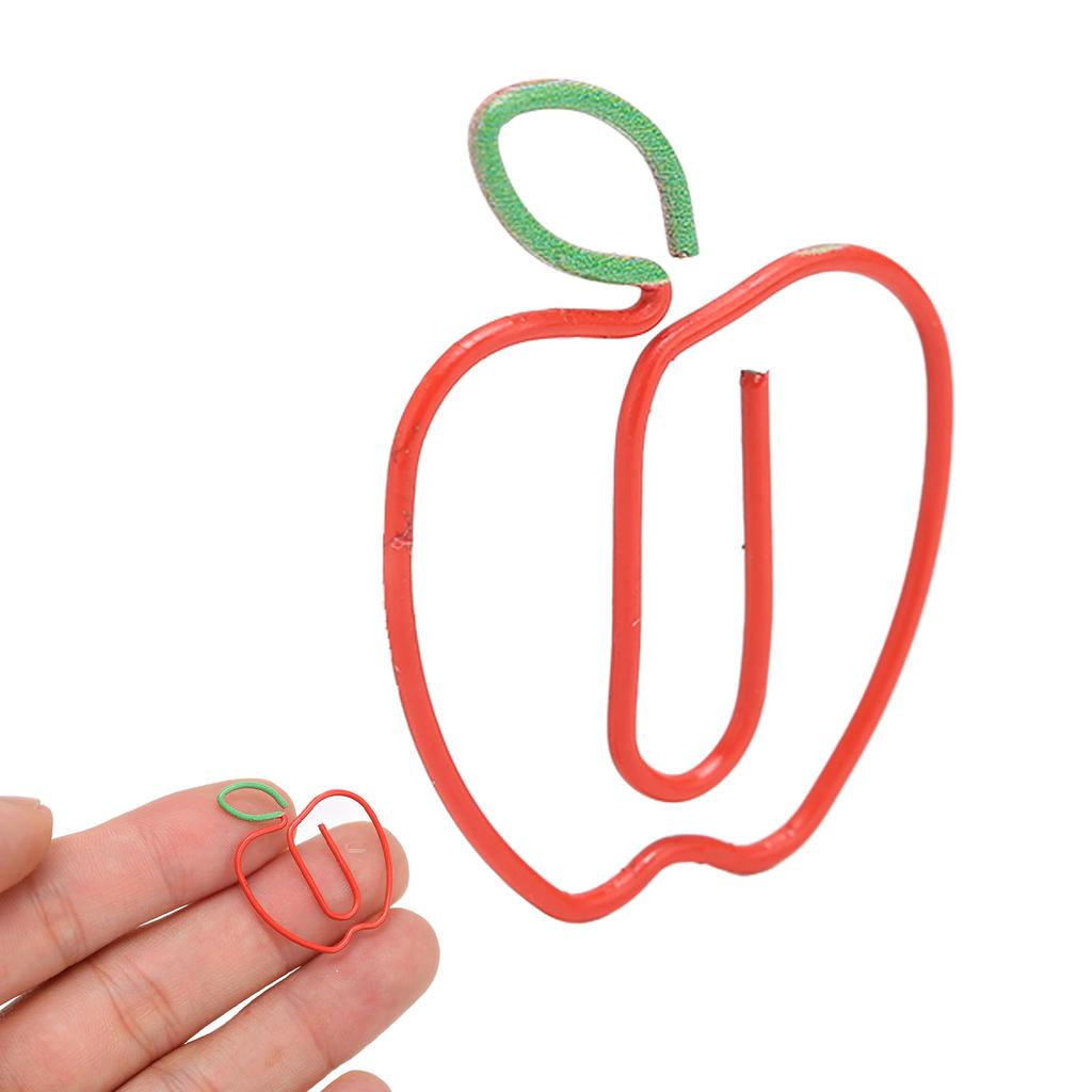 100pcs Cute Paper Clips Rust Proof Plating Prevent Slip Decorative Fruit Shape Paperclips for Docume