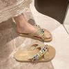 Fashion versatile comfortable flat bottom non-slip fringed cross strap women's slippers 2025 summer new slippers women's wear