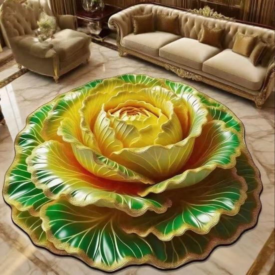 3D Floral Floor Rug Realistic Flower Pattern Floor Mat Non-Slip Absorbent Bathroom Rug for Living Room Bedroom Entrance Kitchen