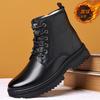 Winter Martin Boots, Men's British Leather Boots, Casual Leather Wool, Cold-proof Warm Cotton Boots, High-top Snow Boots, Men's Cotton Shoes