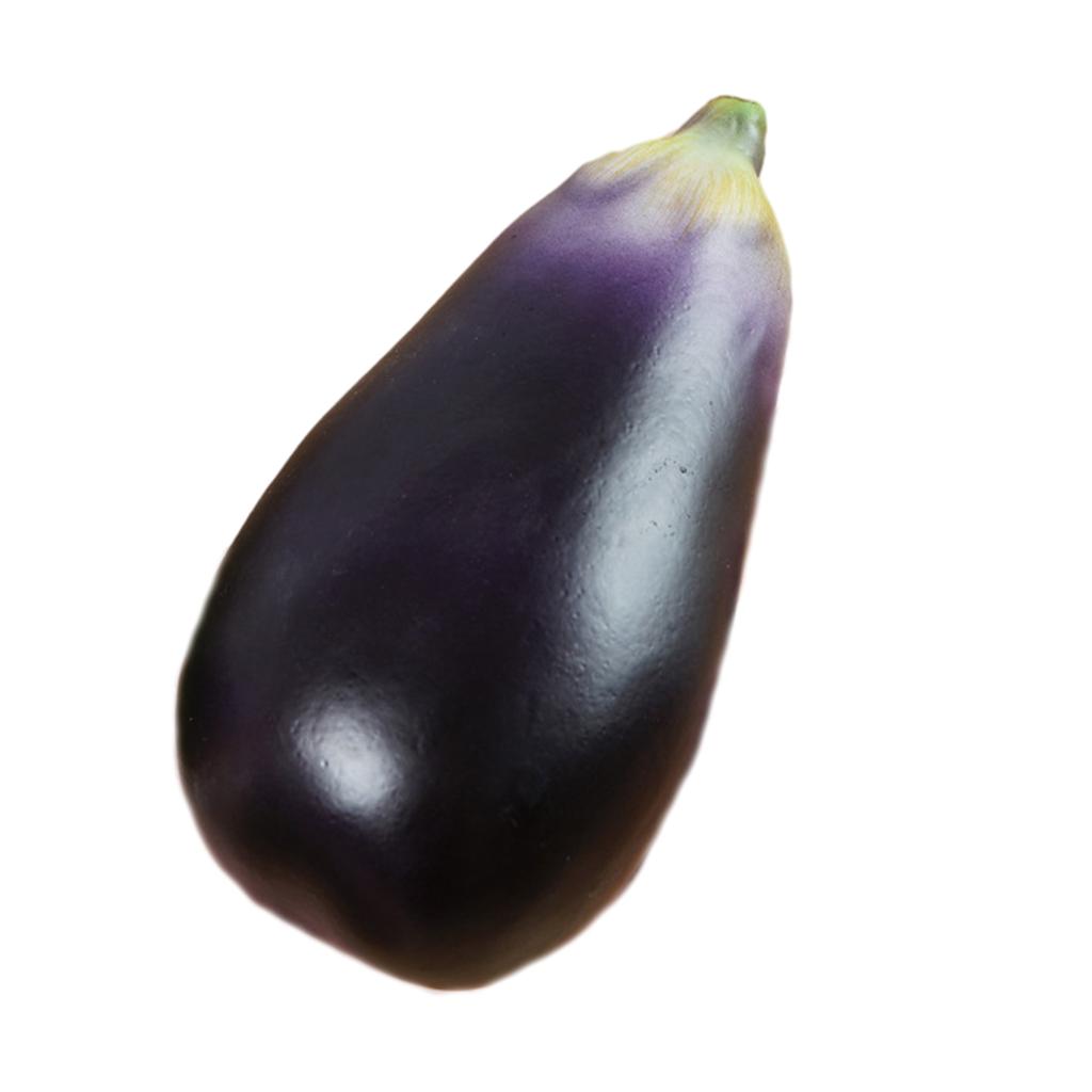 2pcs Realistic Artificial Aubergine Faux Eggplants Simulation Aubergines Foam Vegetable Decorations for Home and Office