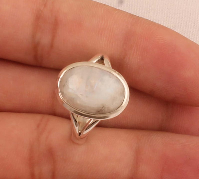 Solid 925 Sterling Silver Moonstone Gemstone Handmade Designer Birthstone Handmade Designer Boho Ring Statement Jewelry