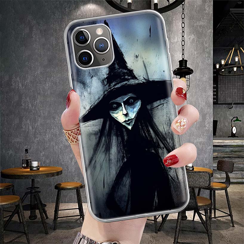 Halloween Moon Witch Horror Soft Phone Case For IPhone 11 17 Air 16E 16 Pro Max 15 + 14 Plus 13 Mini 12 Apple 7 SE 8 Fundas Coqu