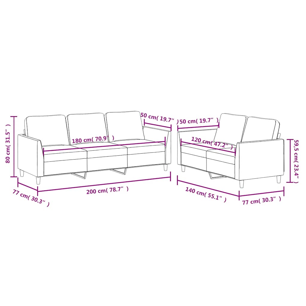 2 Piece Sofa Set with Cushions Black Artificial Leather